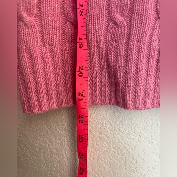 J. Crew Pink Merino Wool & Cashmere Blend Cable Knit Turtleneck Sweater Small - Picture 6 of 7